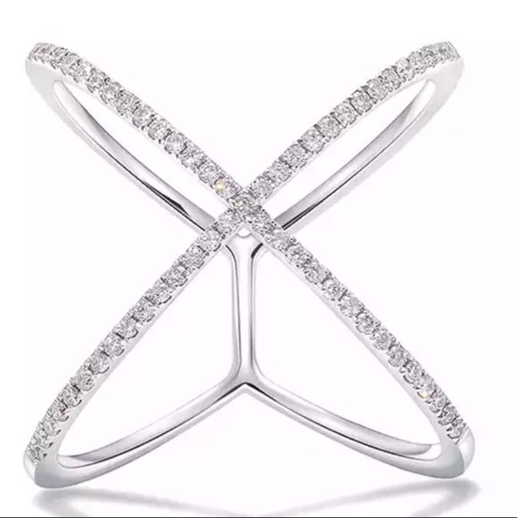 X micropaved diamond saintly minimalist ring - Picture 1 of 12